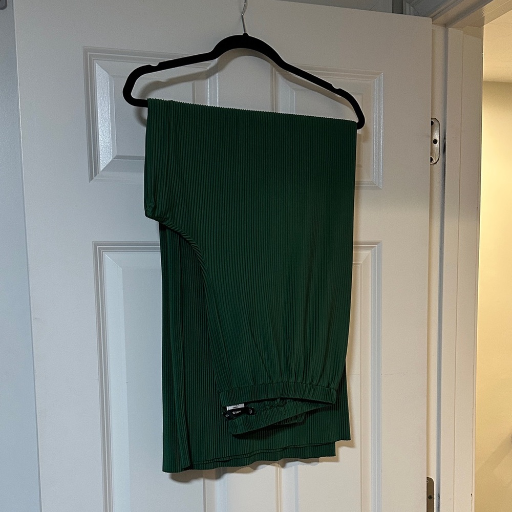 MNG Green Pleated Wide Leg Pants